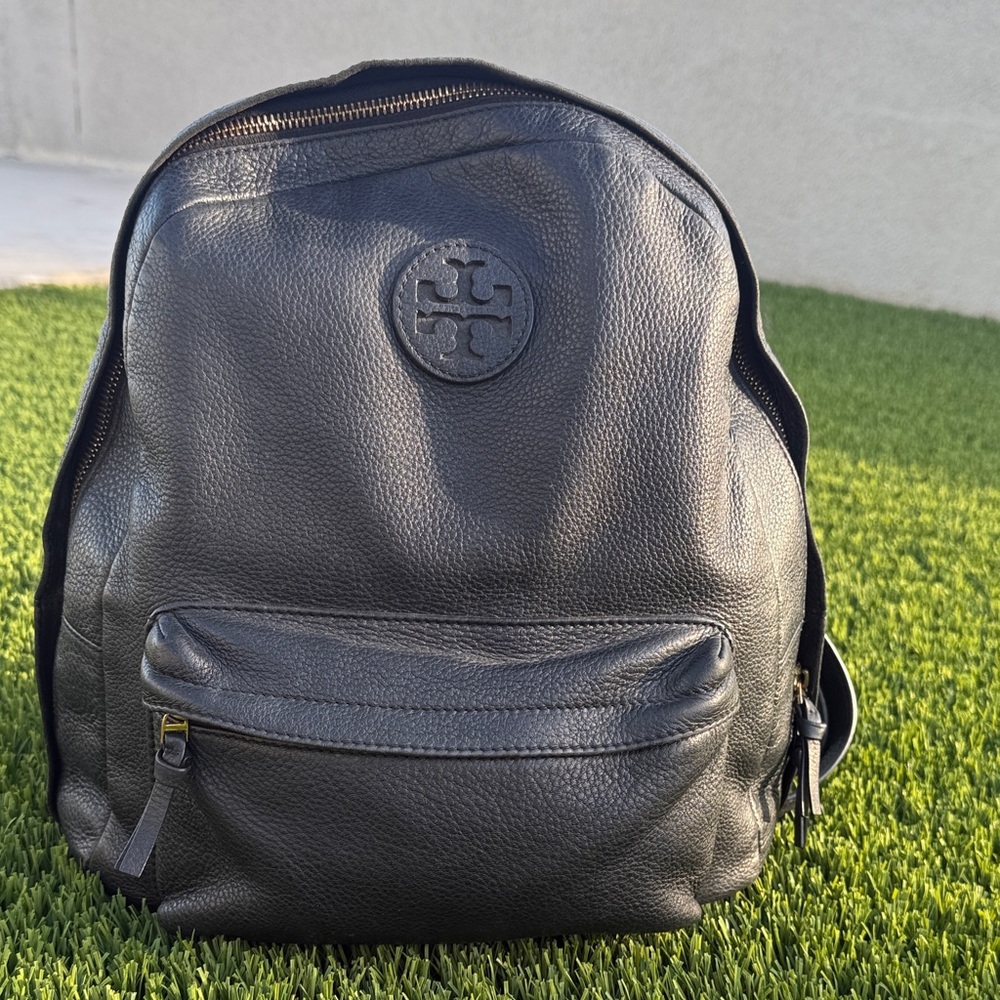 Tory Burch Charcoal Leather Backpack
